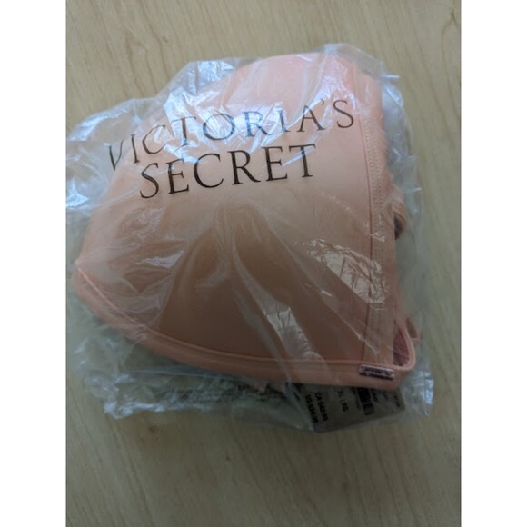 NWT PINK Victoria's Secret XL Coral Cream Bikini Push-up Top V Front Itsy Bottom - Picture 15 of 16